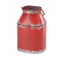 Decmode Set of 2 Farmhouse Square Red Iron Milk Can Decors, Red   566921415